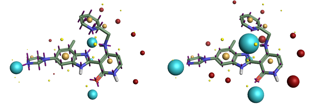 Figure 2. Electrostatic potential obtained using Astex-DNN and XED charge models